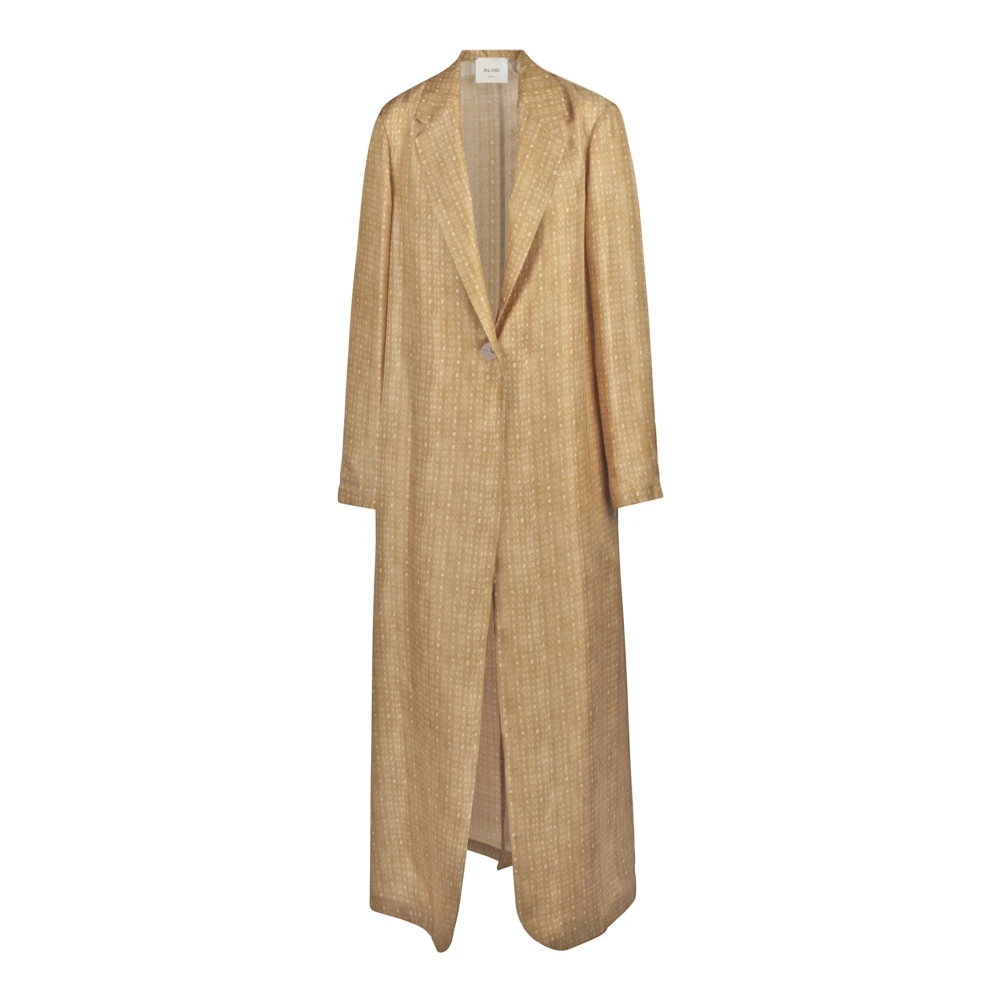 Alysi Zijden Trenchcoat met NorHeren Kraag Beige Dames