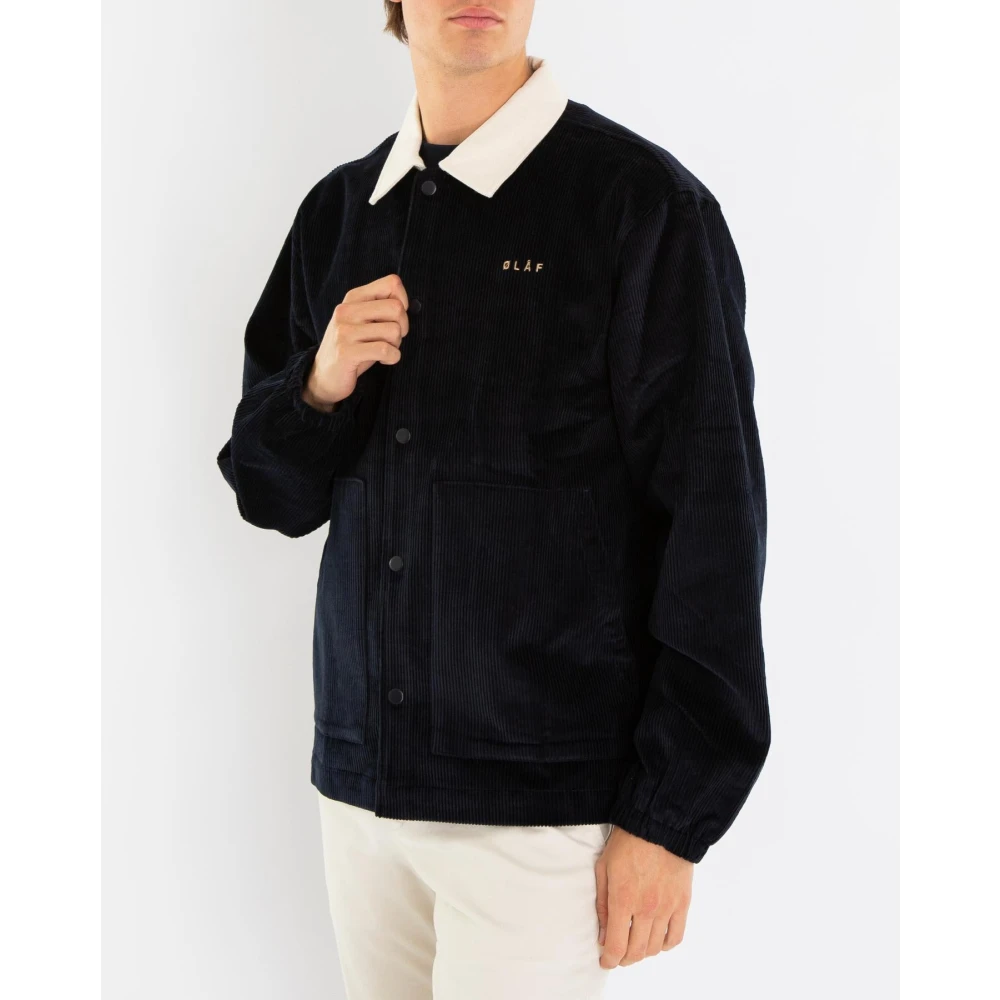 Olaf Hussein Corduroy Coach Jacket Blue Heren