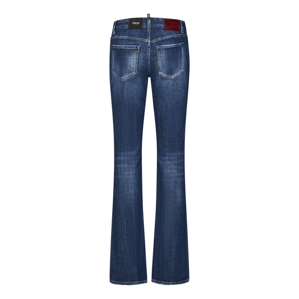 Dsquared2 Blauwe Flare Stretch Denim Jeans Blue Dames