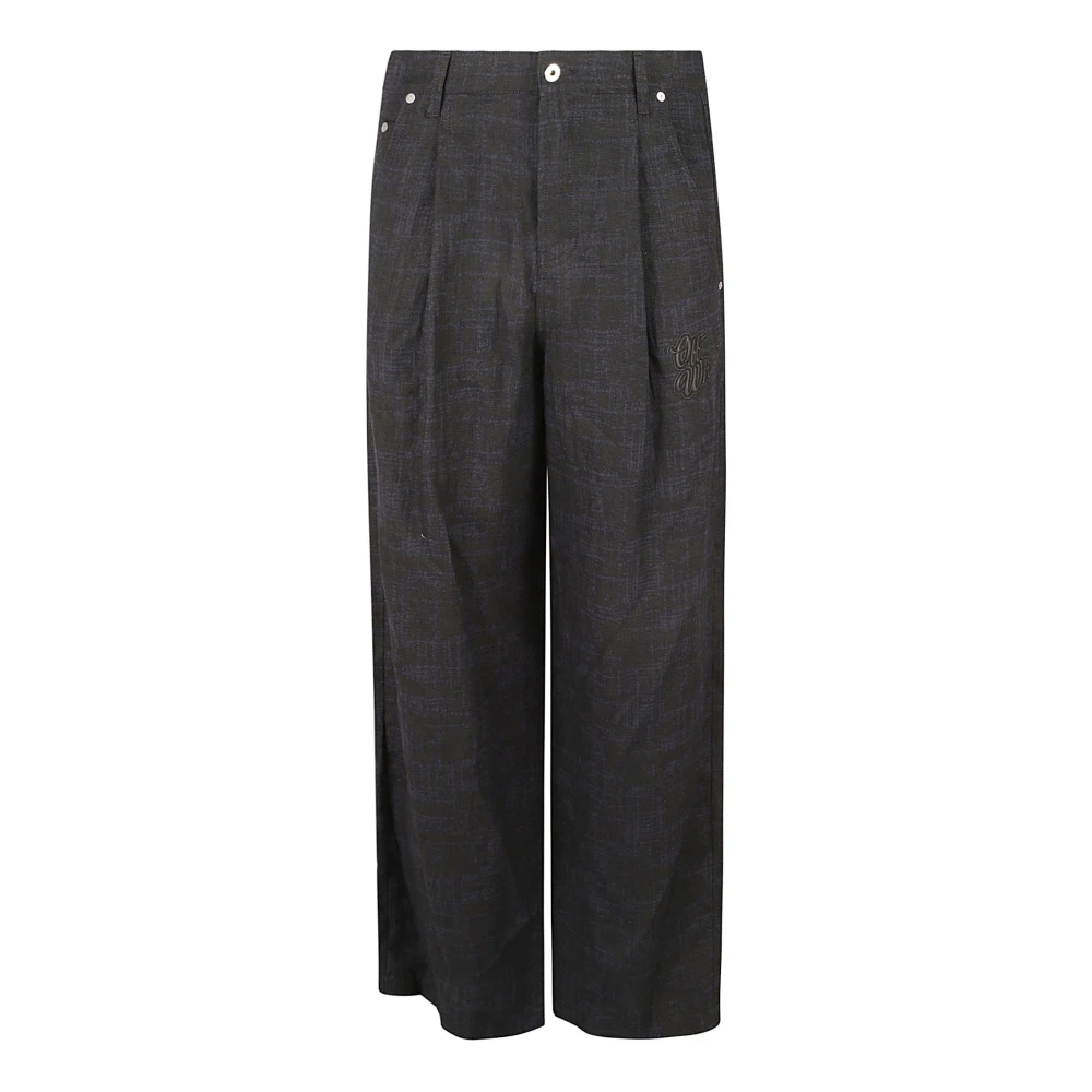 Off White Wide Trousers Gray Heren