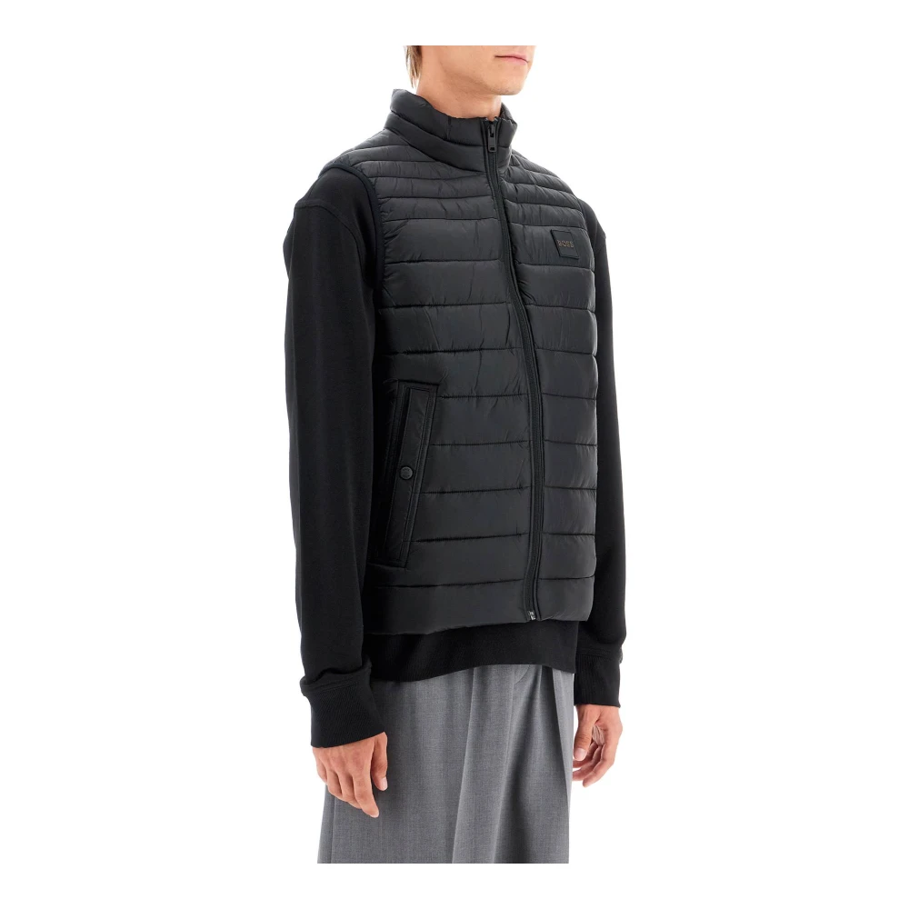 Boss Gewatteerde bodywarmer met opstaande kraag Black Heren