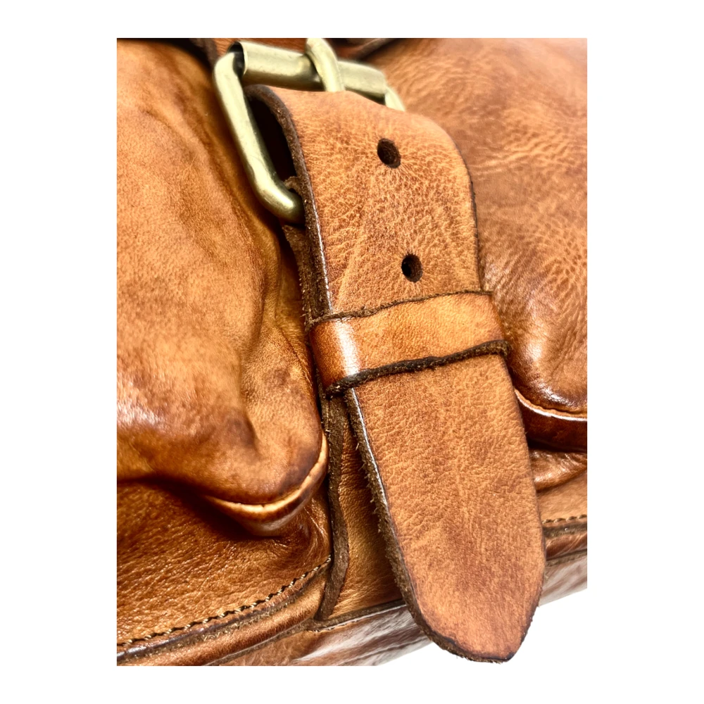 Campomaggi Leren Messenger Tas Cognac Kleur Brown Heren