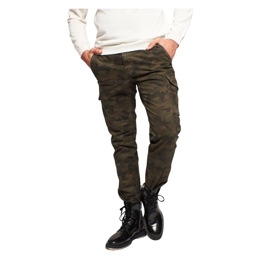 Mason's Camouflage Cargo Broek Extra Slim Fit Green Heren