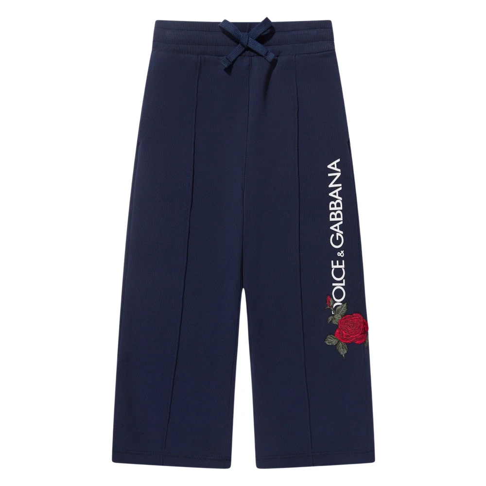 Dolce & Gabbana Girls Blue Sweatpants, 10 Y, Logo Joggers
