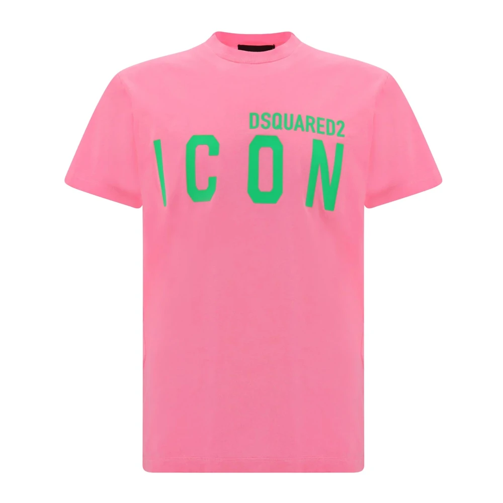 Dsquared2 Fluorescerend Logo T-shirt Pink Heren