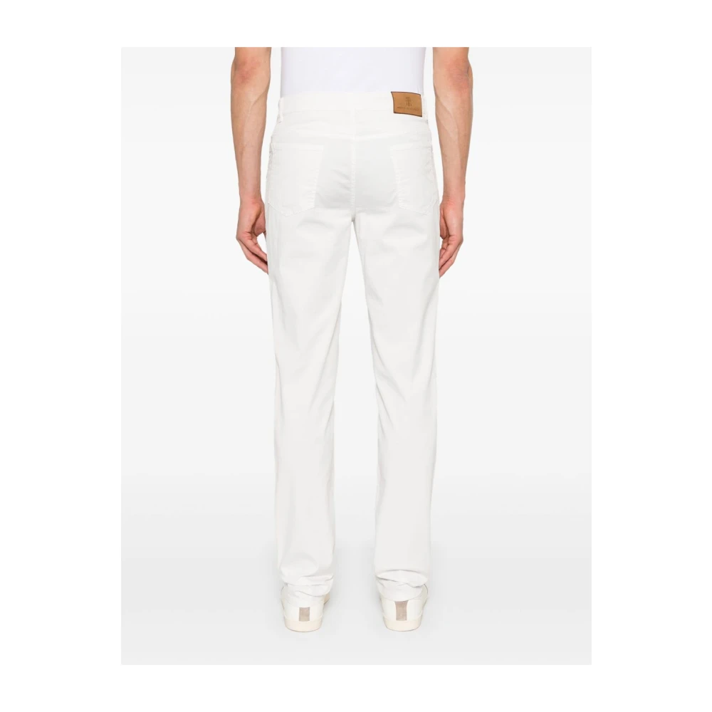 BRUNELLO CUCINELLI Witte Broek met Geborduurd Logo White Heren