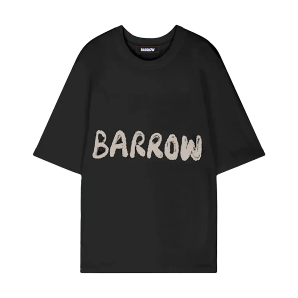 Barrow Zwart Unisex Logo Print Katoenen T-shirt Black Heren