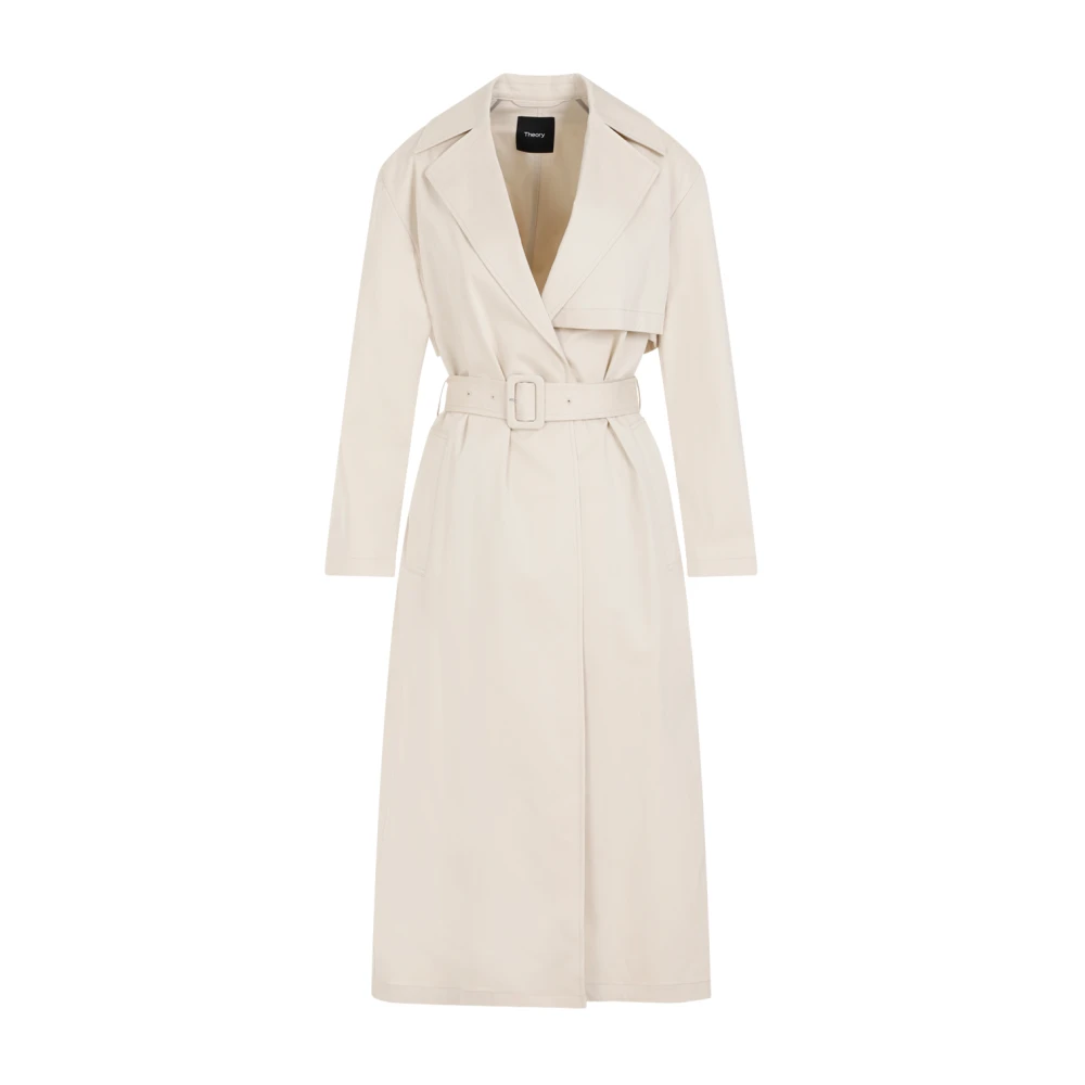 Theory Zand Beige Katoenen Trenchcoat Beige Dames