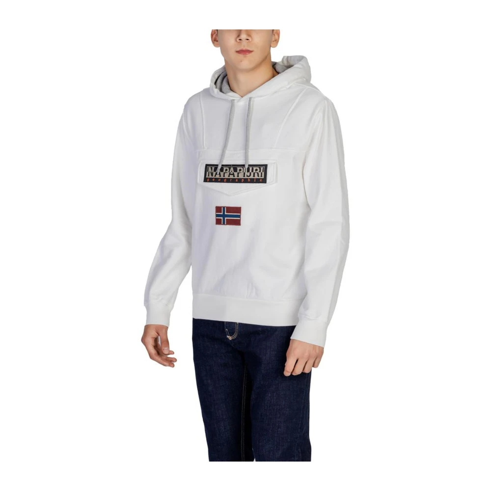 Napapijri Witte Katoenmix Sweater Mannen Herfst Winter Collectie White Heren