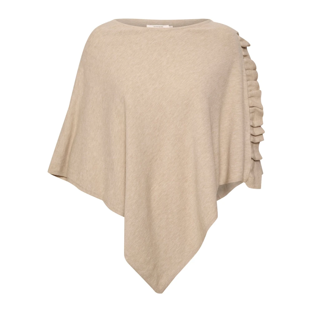 Cream Vrouw Roze Jassen Dames, One Size, Polyester, Oversized Poncho Met Ruchedetail