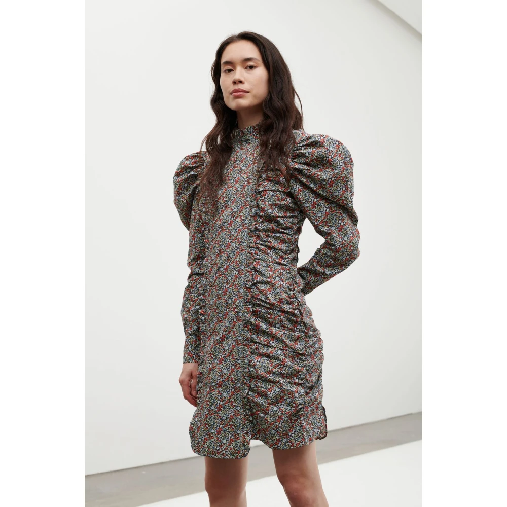 Ganni Gedrukte Mini Jurk Hoge Hals Stijl Multicolor Dames