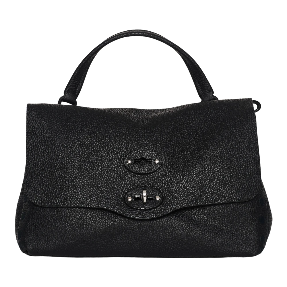 Zanellato Zwarte leren schoudertas Black Dames