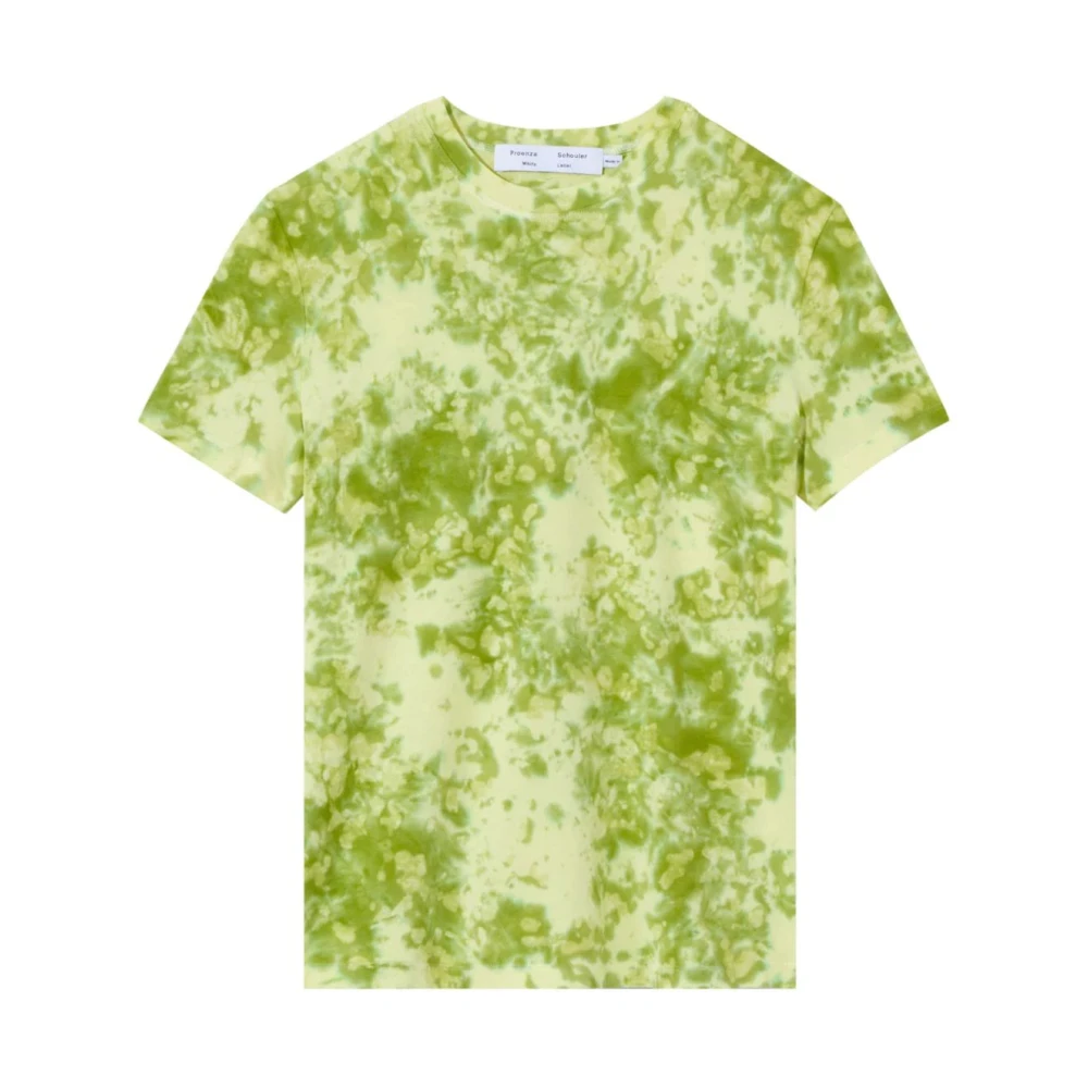 Proenza Schouler Groen Tie-Dye Katoenen T-Shirt Zwart en wit Tie-Dye katoenen T-shirt Green Multicolor Dames