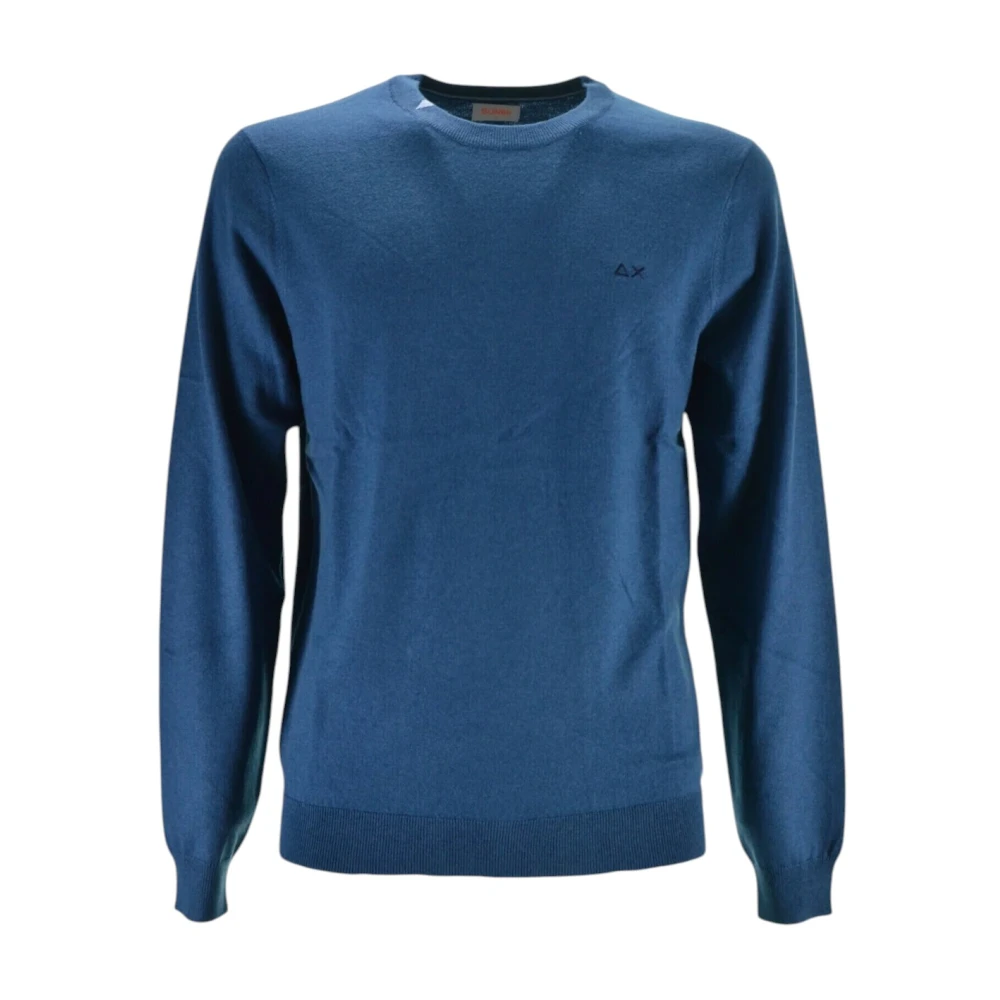 Sun68 Blue Round-Neck Knitwear, Male, Xl, Maglia Girocollo