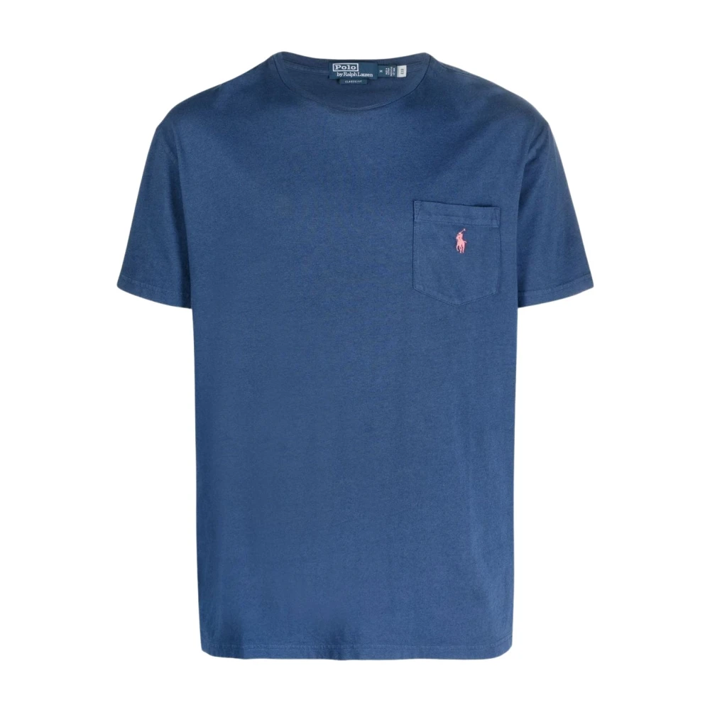 Ralph Lauren Katoenen Linnen T-shirt met Borstzakje Blue Heren