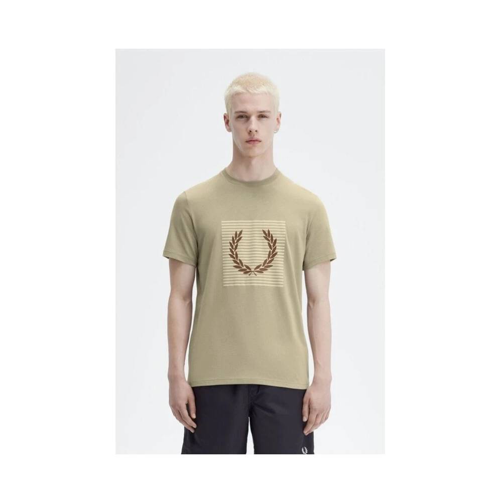 Fred Perry Gestreept Laurel Wreath Jersey Shirt Beige Heren