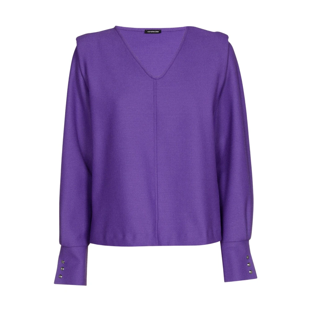 Caroline Biss Elegante Top met Schouder Effect Purple Dames