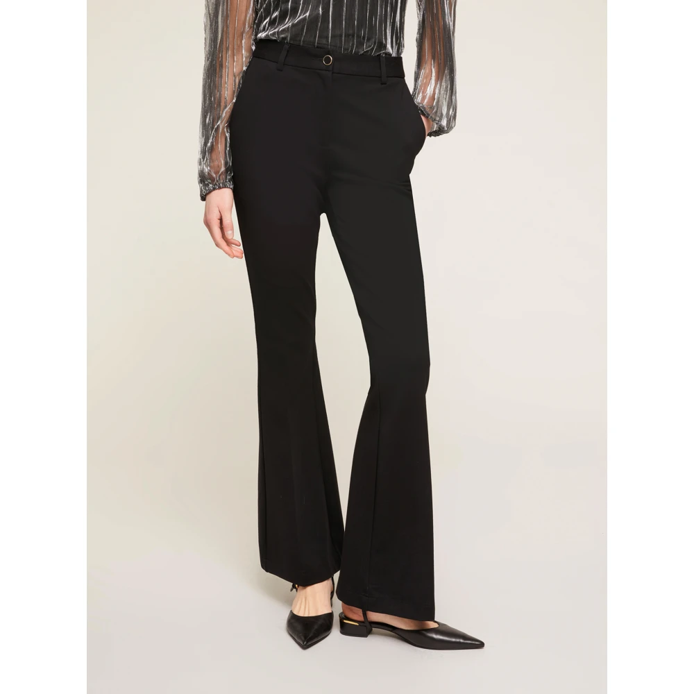 Motivi Milano-Rib Flare Broek Black Dames