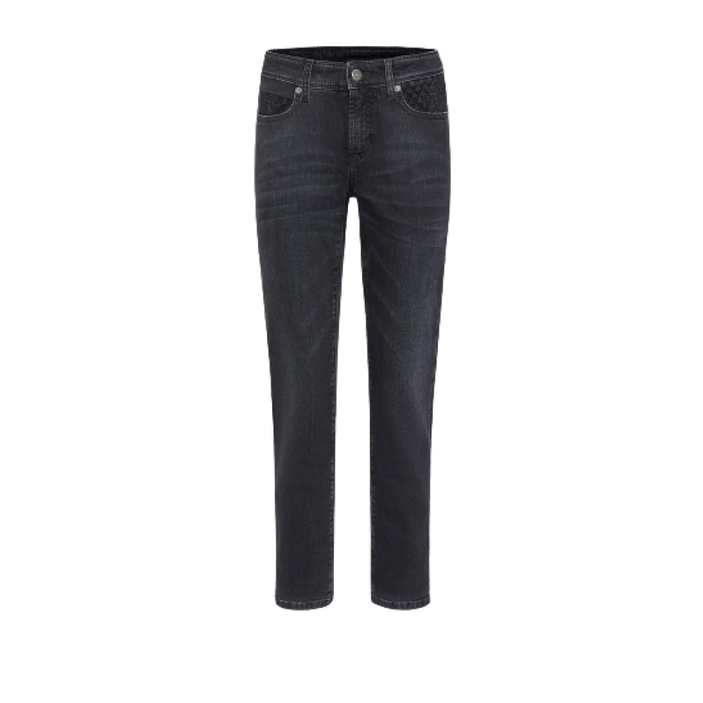 Cambio Women's Gray Slim Fit Jeans, Xl, Short Piper Trousers