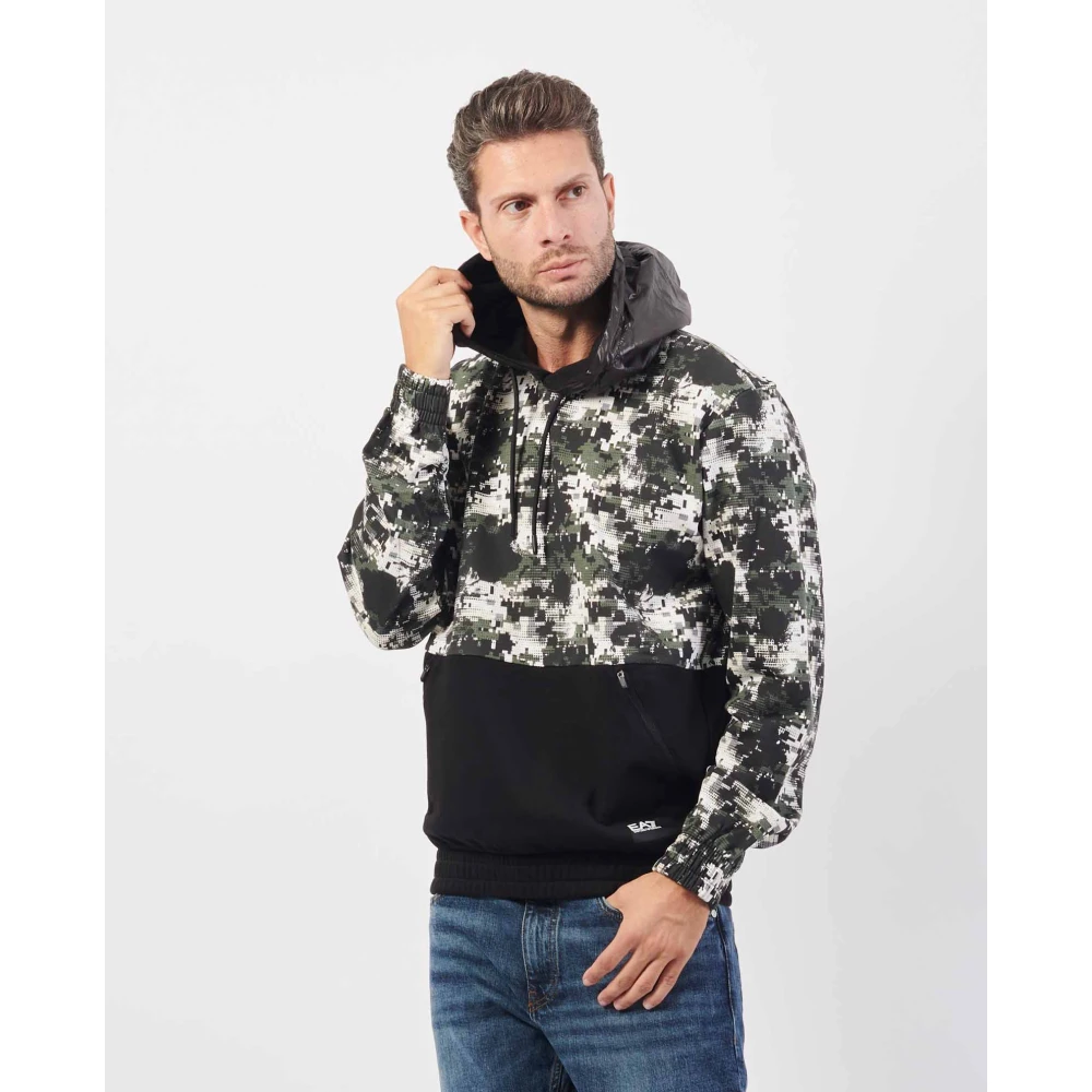 Emporio Armani EA7 Hoodie met ritssluiting zakken en elastiek Multicolor Heren