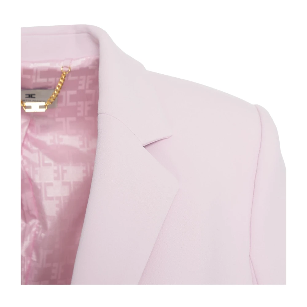 Elisabetta Franchi Roze Blazer met Metallic Details Pink Dames