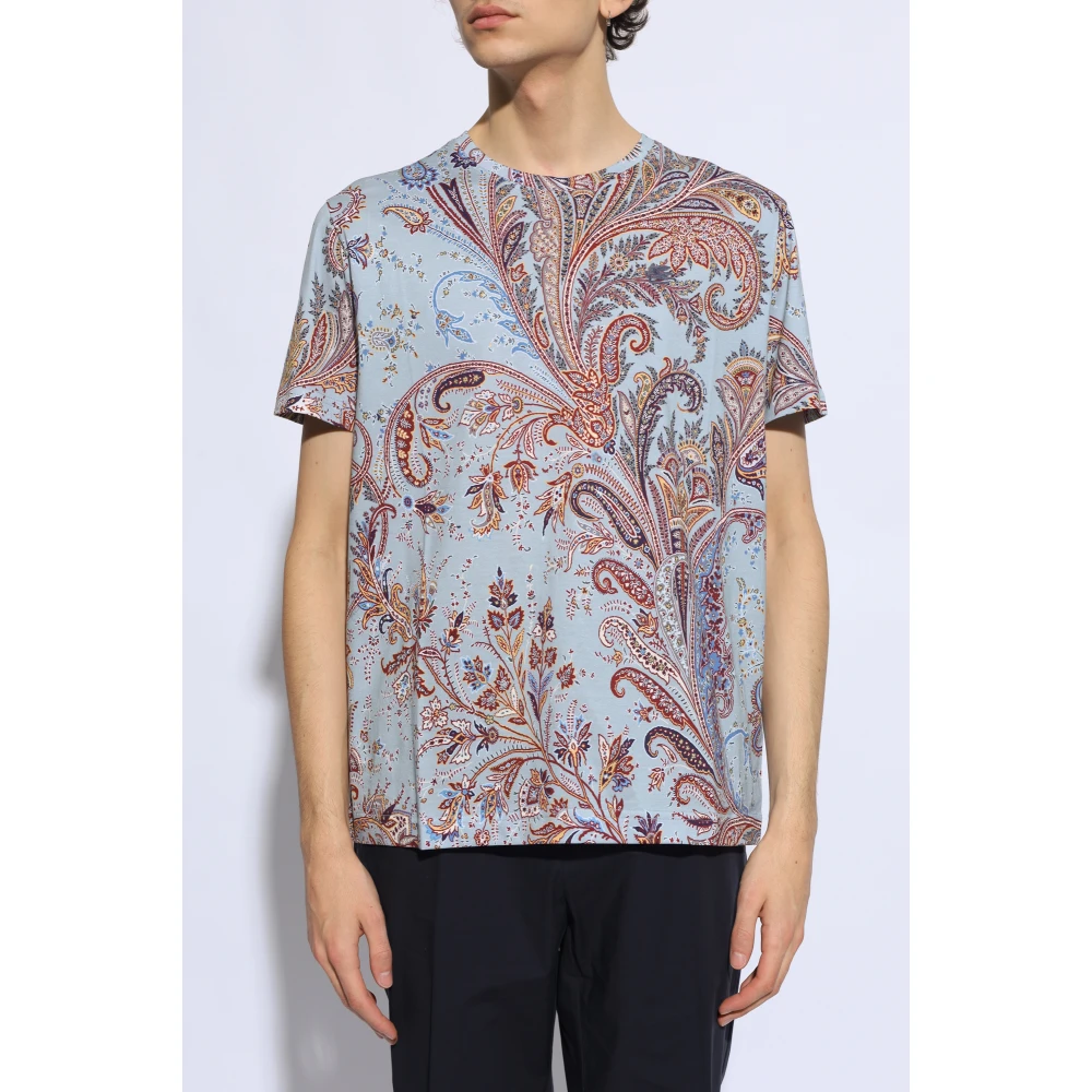 ETRO Bedrukt T-shirt Blue Heren