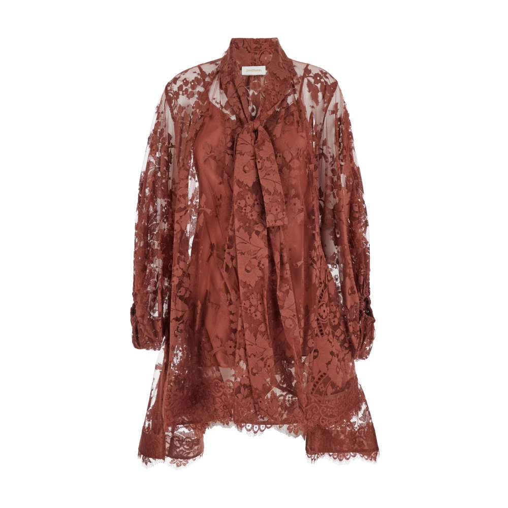 Zimmermann Bordeaux Chantilly Kant Jurk V-hals Red Dames