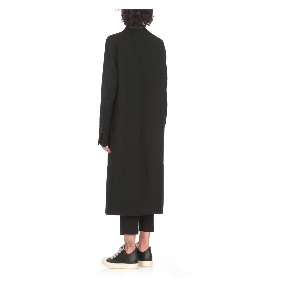 Rick Owens Zwarte Wol Dubbelrijige Jas Vrouwen Black Dames