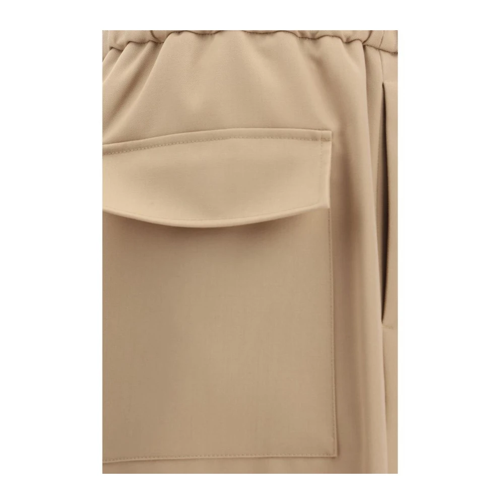 Jil Sander Elastische taille wollen broek met zakken Brown Heren