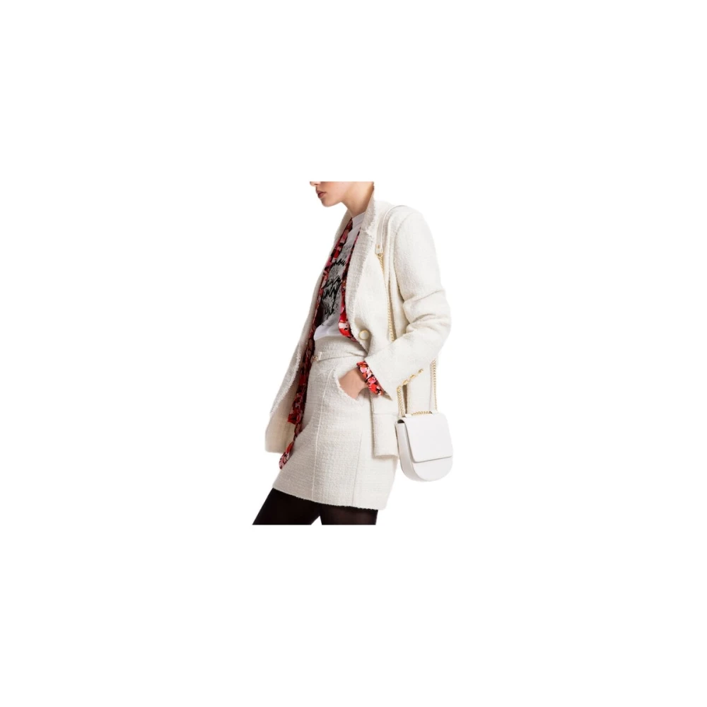 Suncoo Witte leren schoudertas met verstelbare kettingriem White Dames