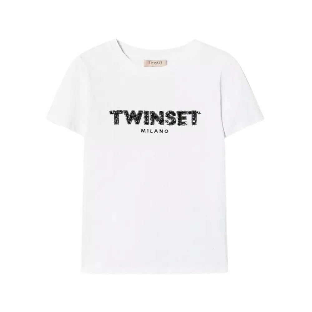 Twinset Geborduurd Logo Lettering T-shirt White Dames