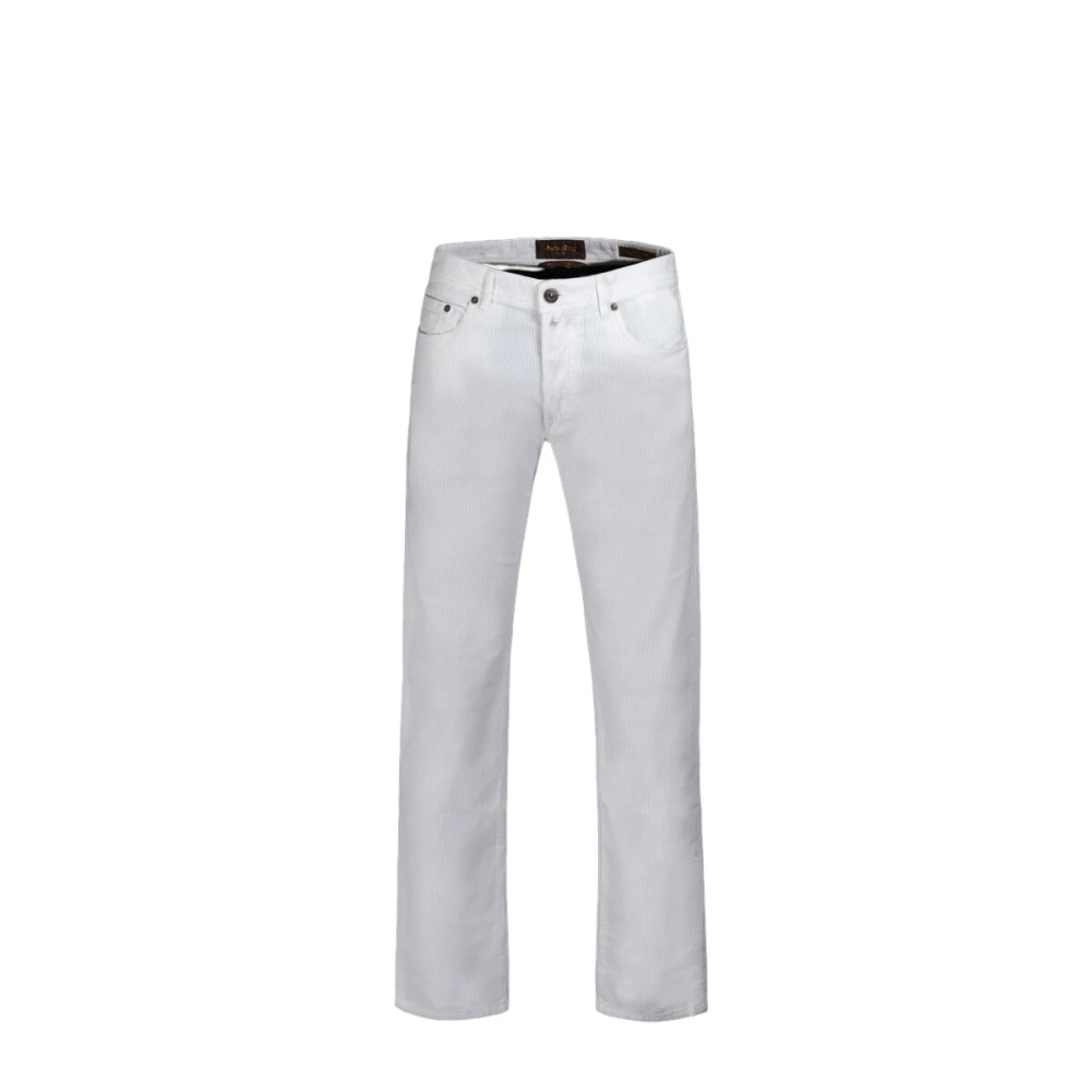 Moorer Men's White Straight Trousers, W33, Pavel Trousers