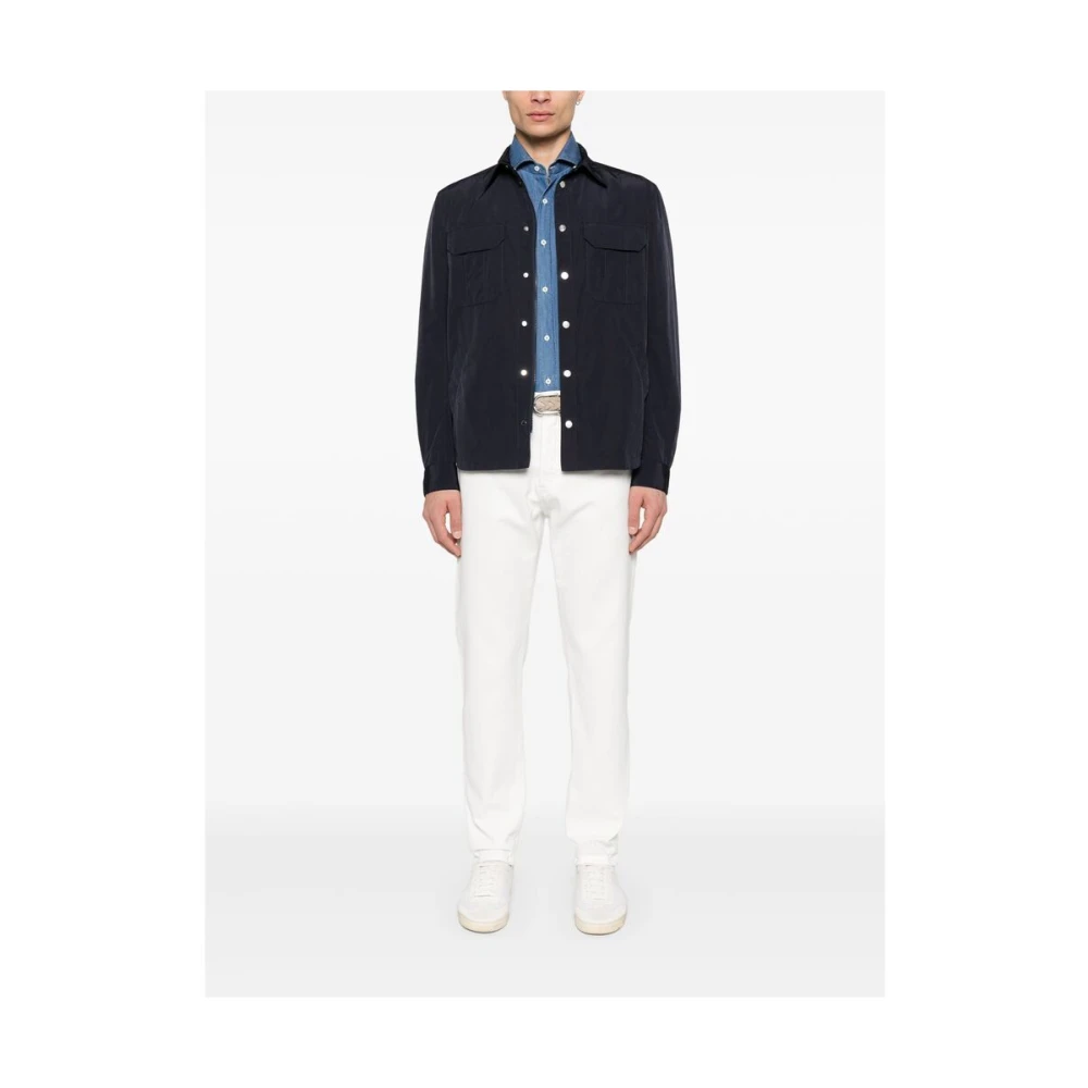 BRUNELLO CUCINELLI Navy Blue Buitenkleding met drukknoopsluiting Blue Heren