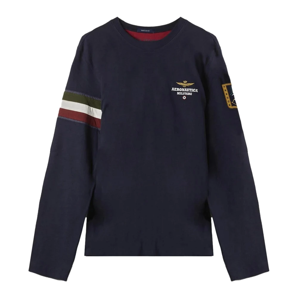 Aeronautica militare Stijlvol T-shirt met lange mouwen Blue Heren