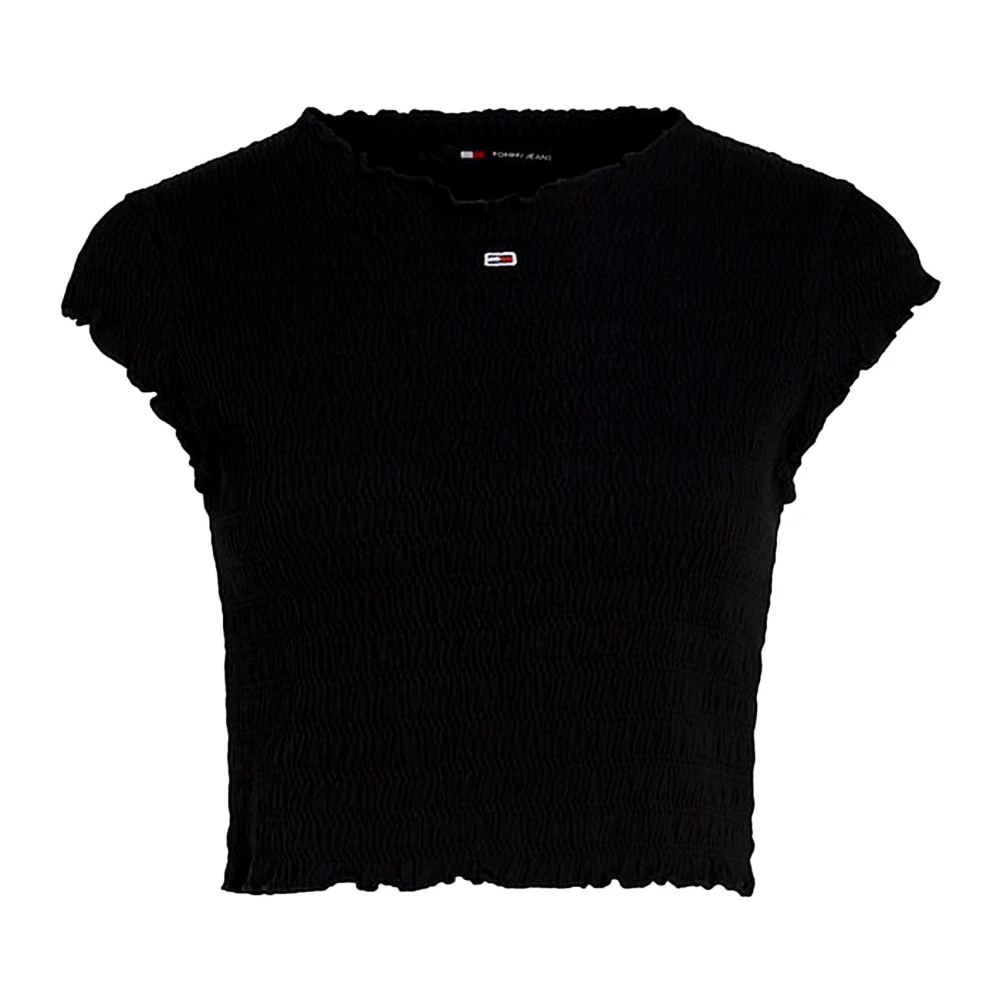 Tommy Jeans Essential Gerimpeld T-shirt Black Dames