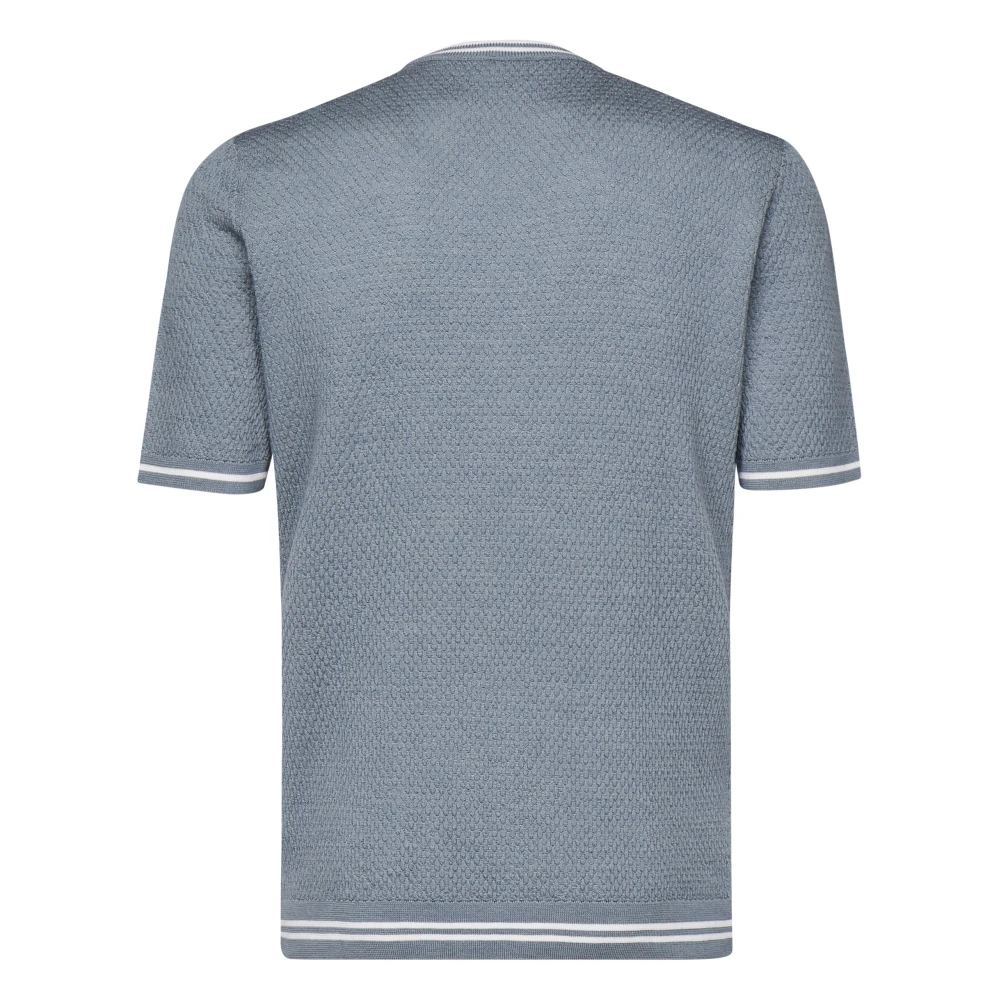 Eleventy Denim Cirkel Hals Korte Mouw Sweater Blue Heren