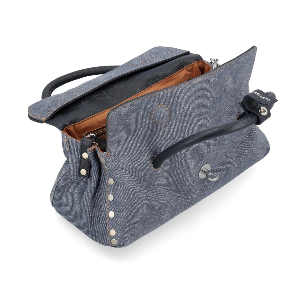 Zanellato Denim Blue Genova Canvas Schoudertas Blue Dames