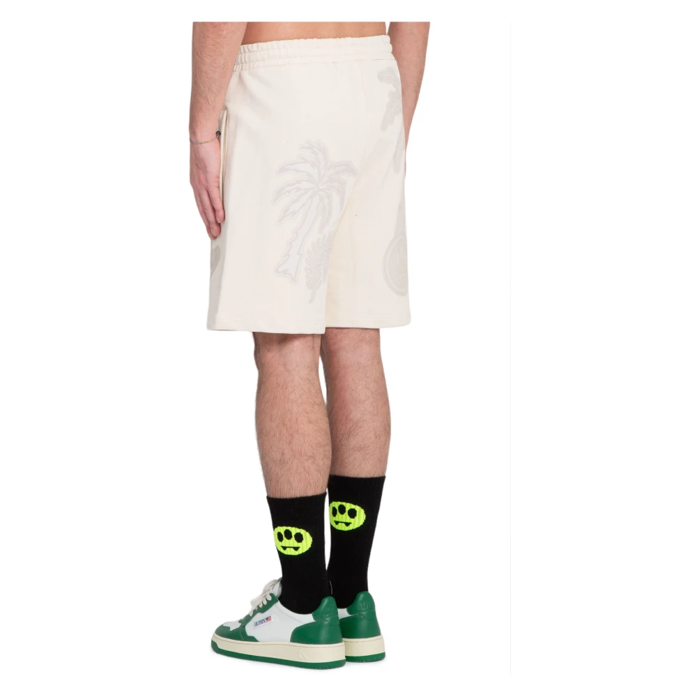 Barrow Palm Print Rubber Shorts Beige Heren