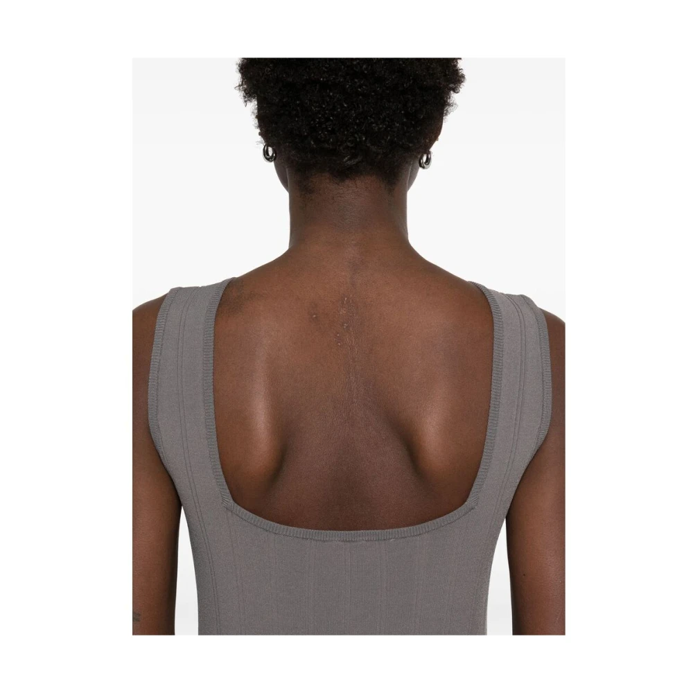 Remain Birger Christensen Vierkante Open Rug Ronde Hals Jurk Gray Dames