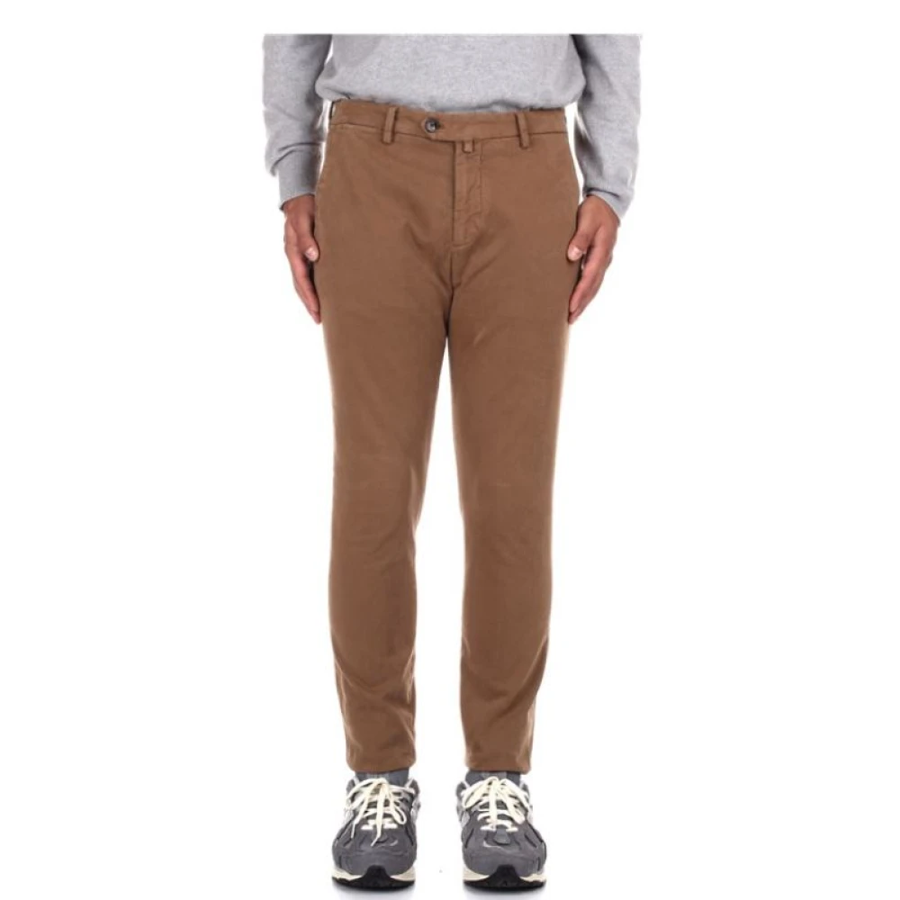Briglia Brown Slim Fit Trousers With Zip - Male - Slim-Fit Trousers - 3XL - Trousers