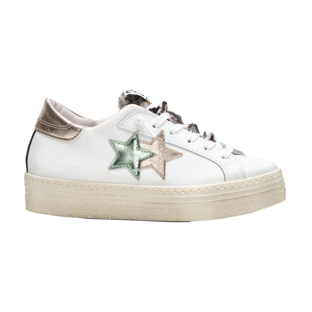 2Star Witte leren platformsneakers voor dames Dames Schoenen