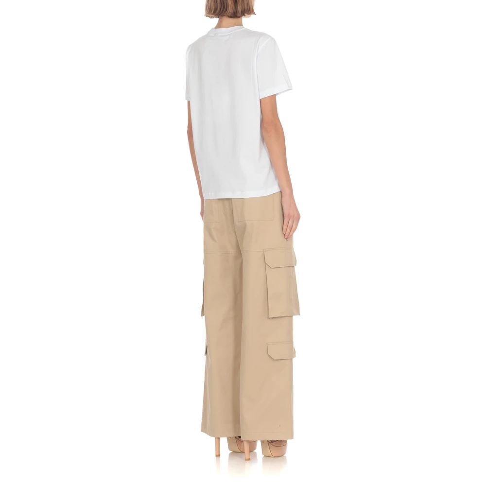 Msgm Wit Katoenen T-shirt met Contrasterende Print White Dames