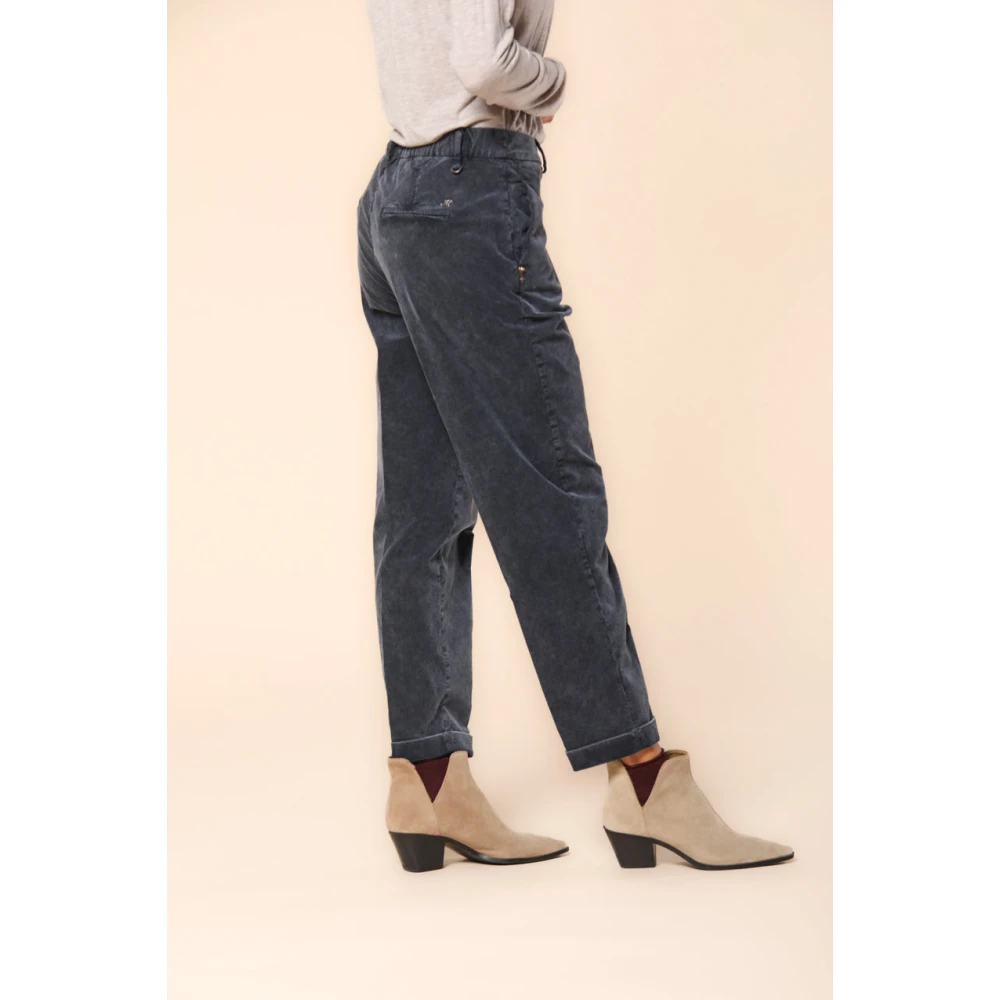 Mason's Blauwe Velvet Chino Broek 1000 Strepen Blue Dames