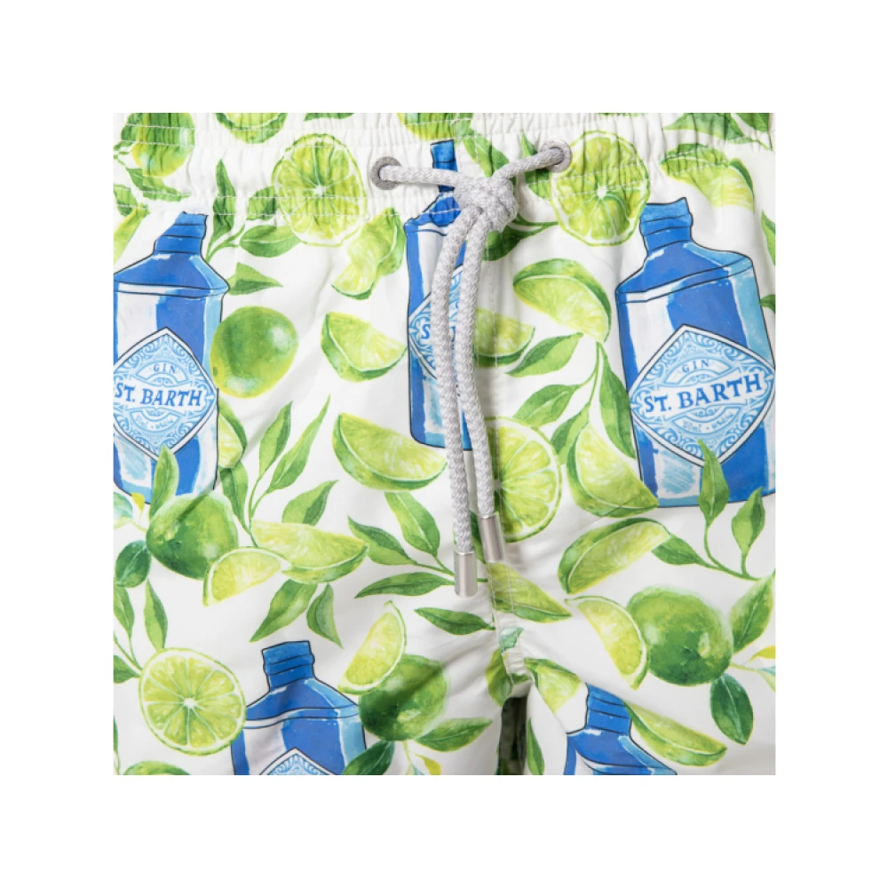MC2 Saint Barth Witte zwembroek met Gin Lime patroon Multicolor Heren