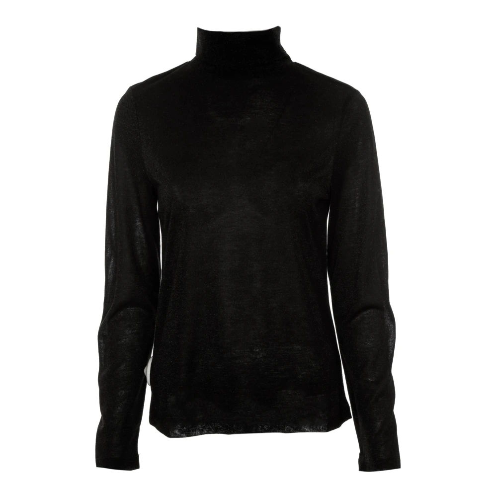 Drykorn Semitransparante Slim Fit Coltrui Longsleeve Black Heren