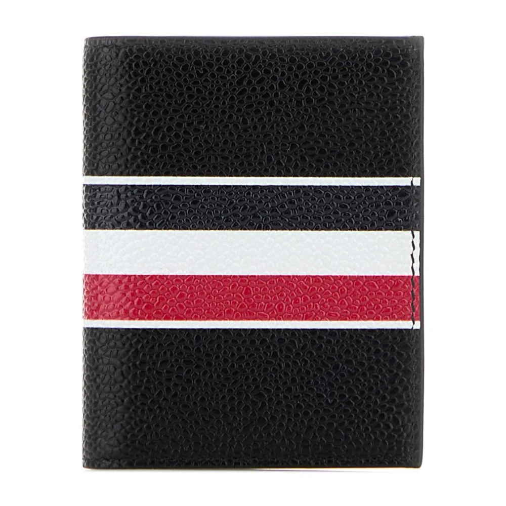 Thom Browne Men's Black Wallets & Cardholders, One Size, Pebble Grain Leather Double Card Holder