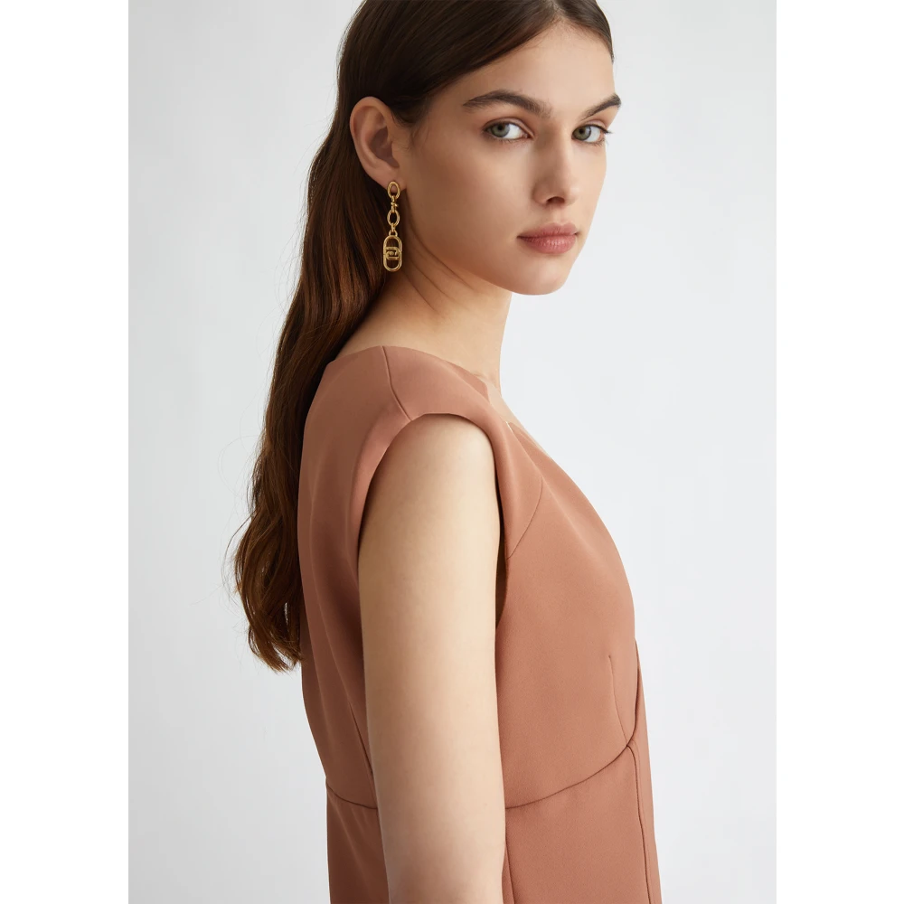 Liu Jo Stretch stof schede jurk met metalen letters Brown Dames