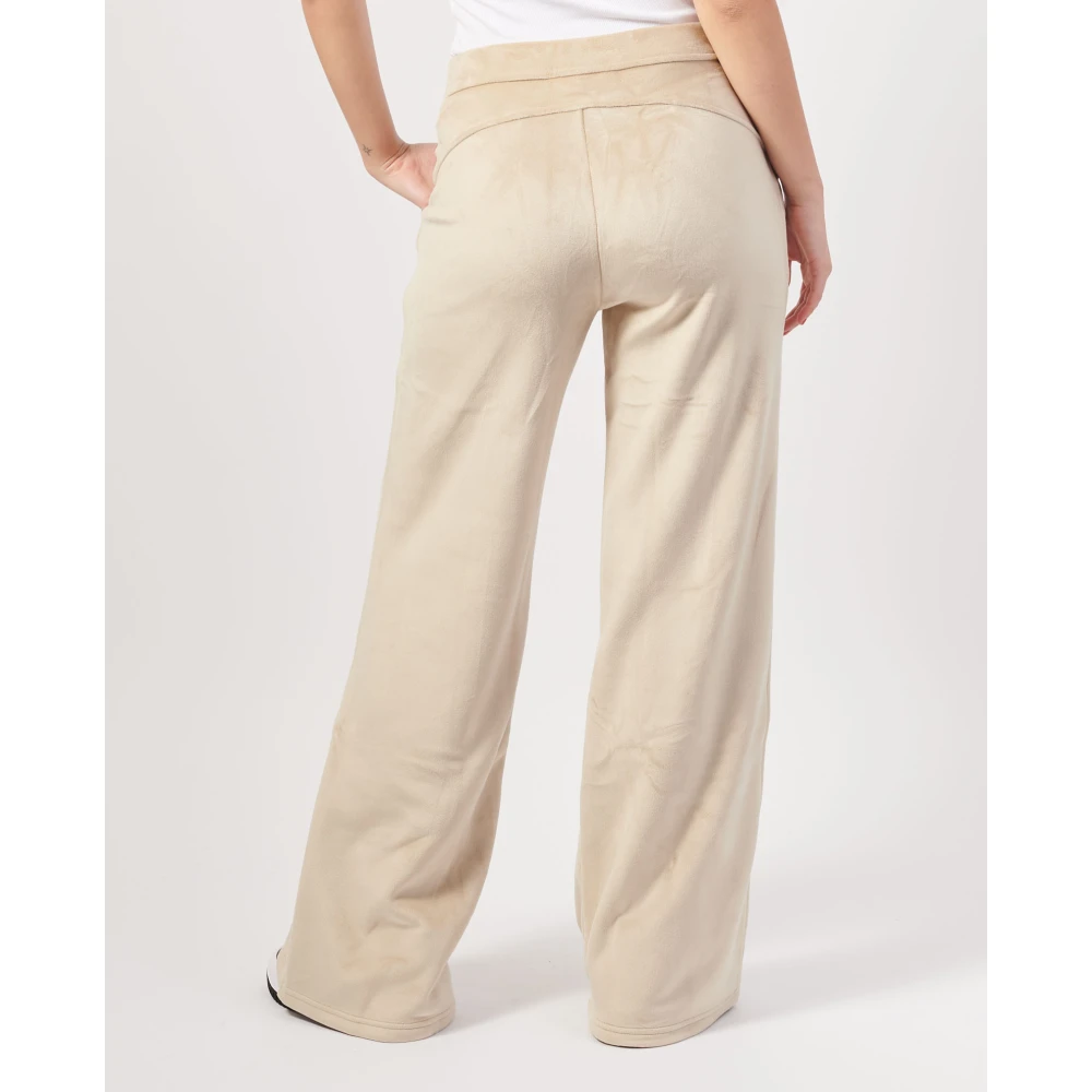 K-way Beige Relaxte Broek met Zijlogo Beige Dames