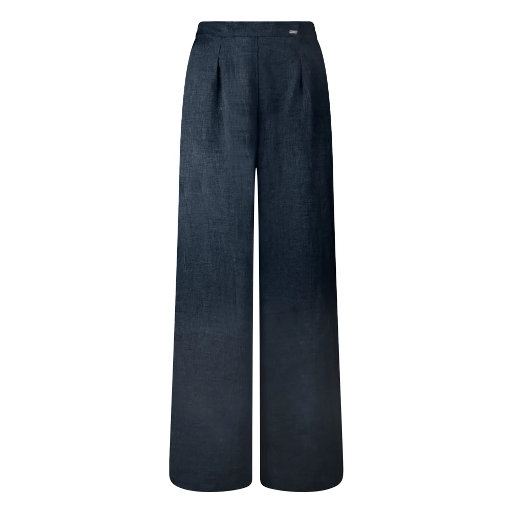 Bomboogie Kvinno Blå Byxor Dam, Xl, Linne, Linen Palazzo Byxor