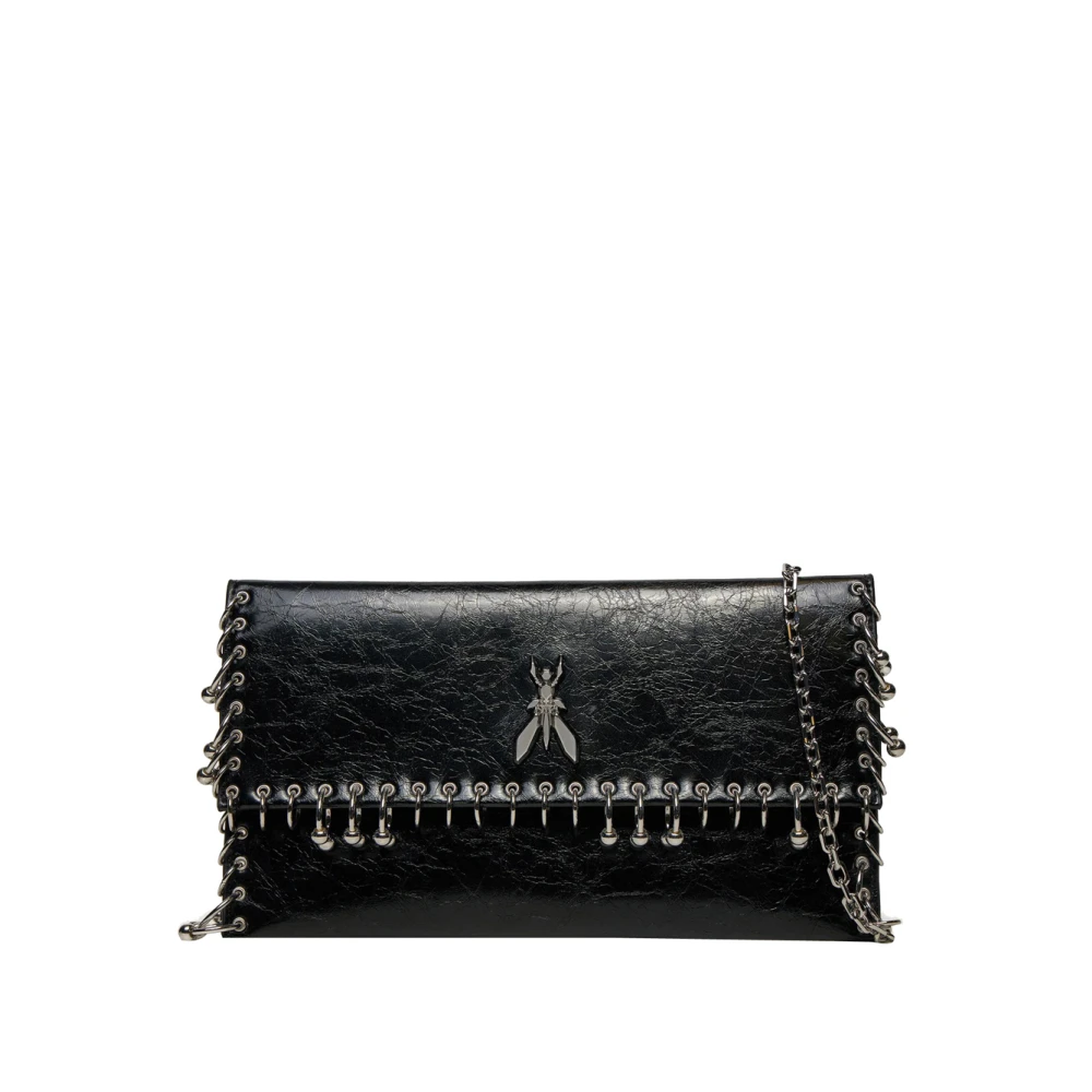 PATRIZIA PEPE Zwarte schoudertas met metalen details Black Dames